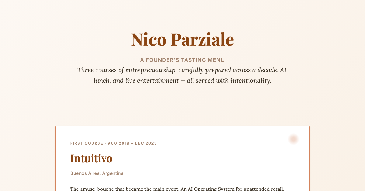 Screenshot of Nico Parziale — Serial Founder