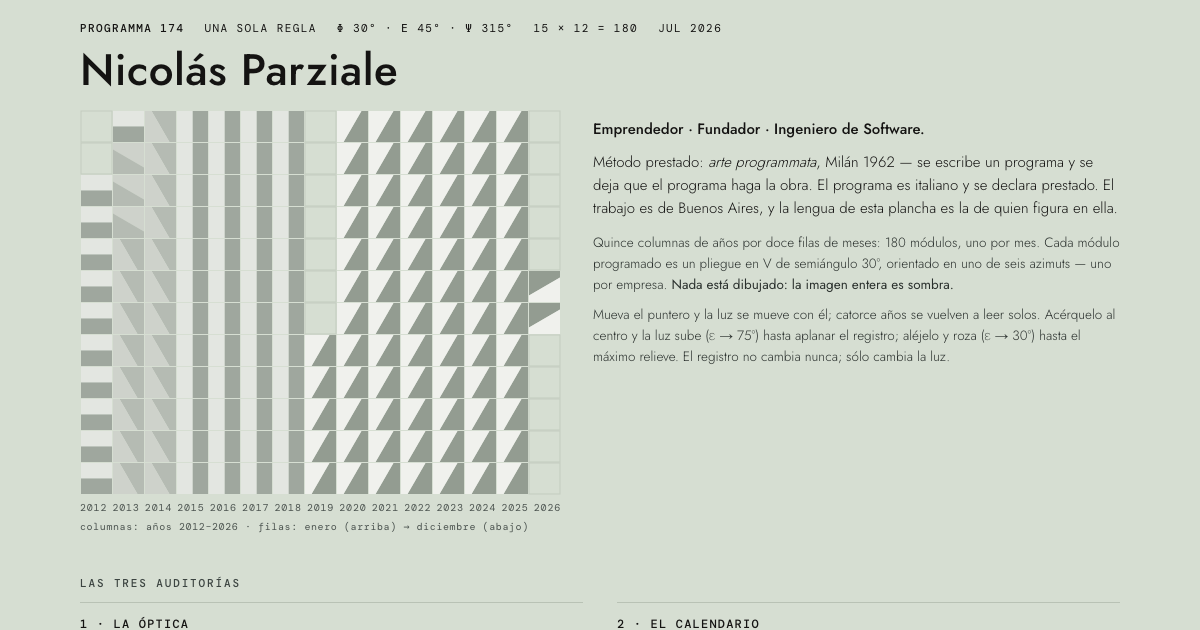 Screenshot of Programma 174 — Una sola regla