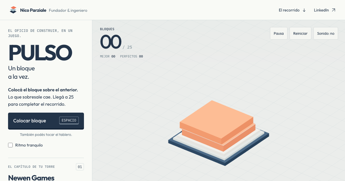 Screenshot of PULSO — Un bloque a la vez